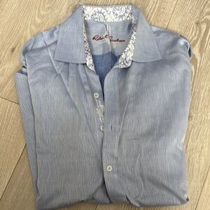 Robert Graham Sky Blue Shirt with Patterned Collar